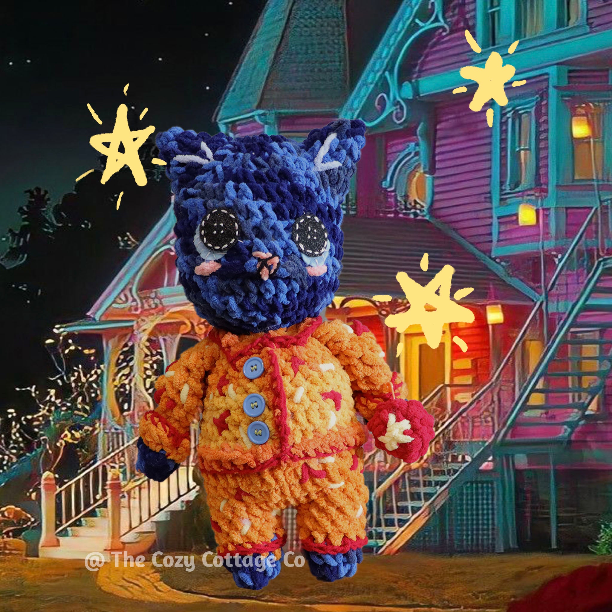 Coraline Kitty in Pajamas *MADE TO ORDER*