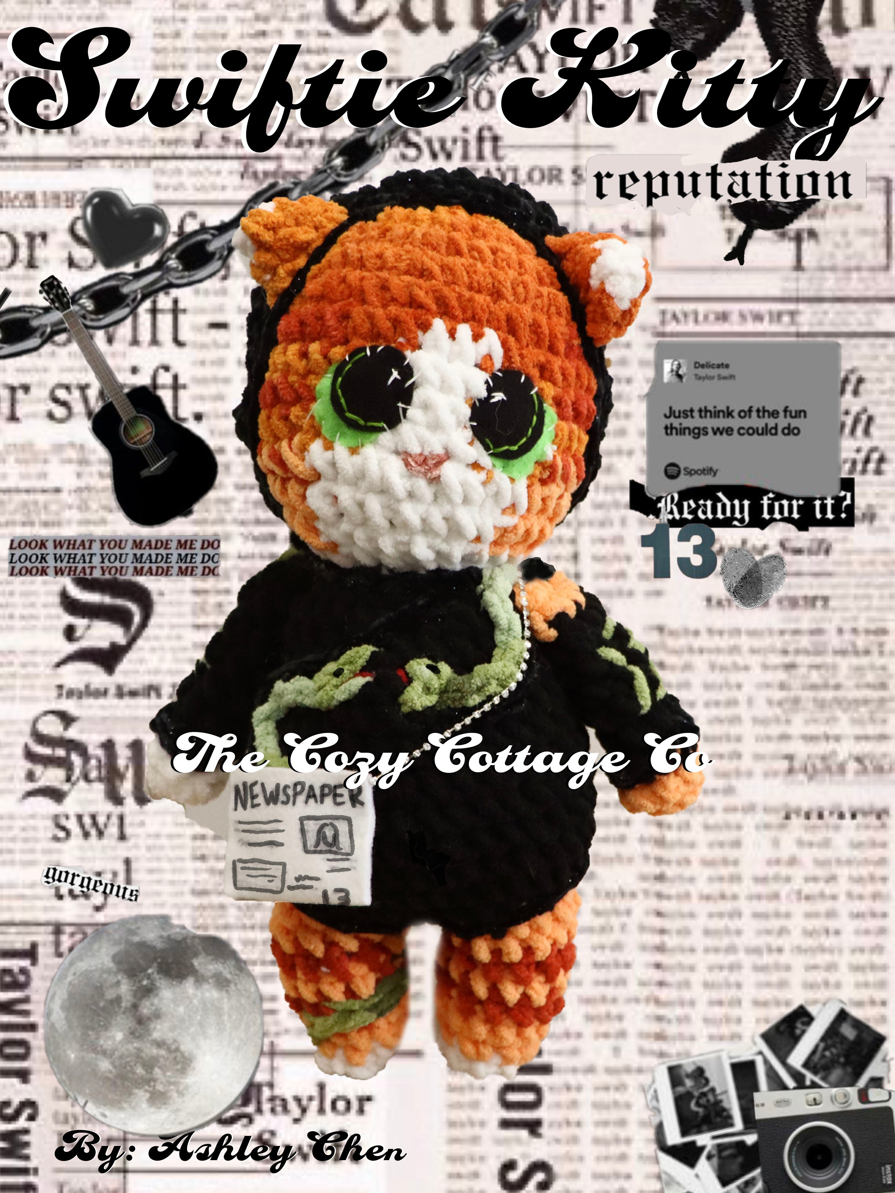 Swiftie kitty: Reputation Edition *MADE TO ORDER*