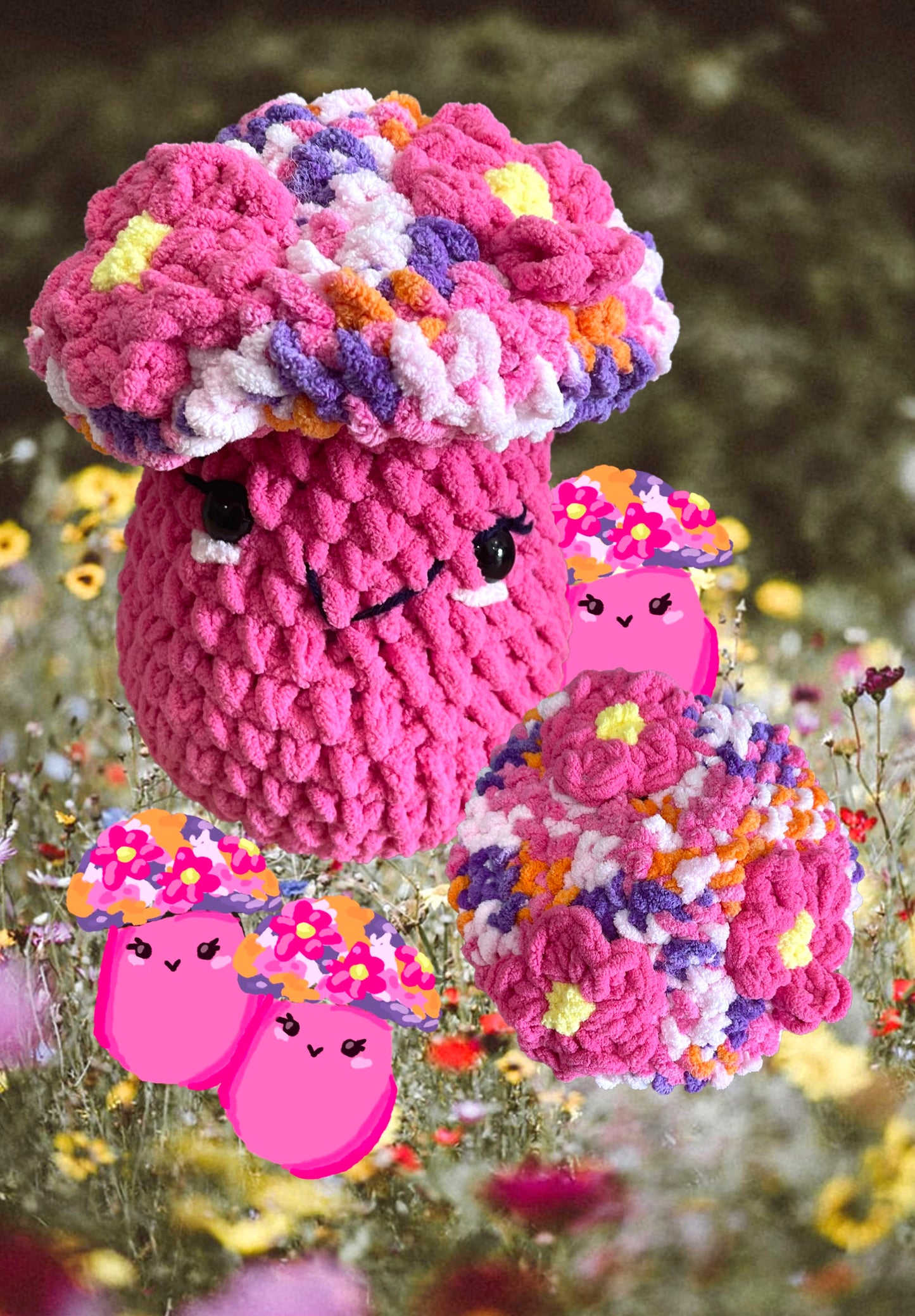 Primrose the Pink Flower Mushroom Pal *MADE TO ORDER*